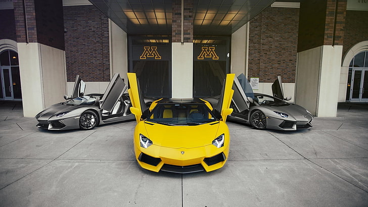 car, Lamborghini Aventador, yellow cars, transportation, architecture