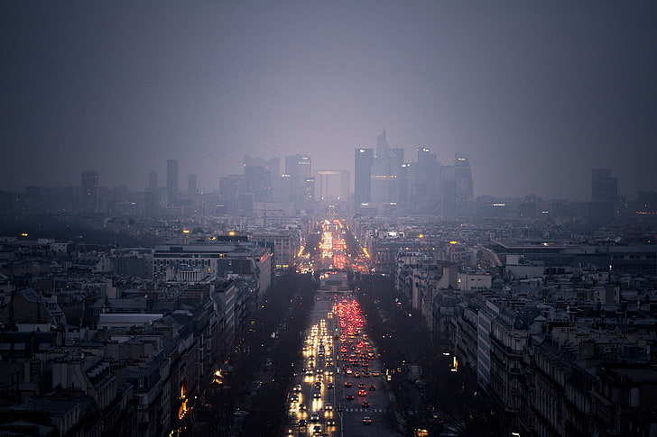 cityscape, mist, Paris, France, building exterior, architecture