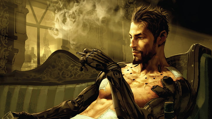man with metal arms game character wallpaper, futuristic, Deus Ex: Human Revolution