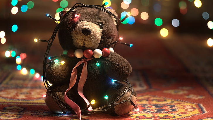 HD wallpaper: christmas christmas lights, toy, teddy bear, illuminated,  stuffed toy | Wallpaper Flare