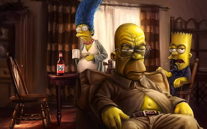 The Simpsons Breaking Bad, homer, marge, bart, HD wallpaper