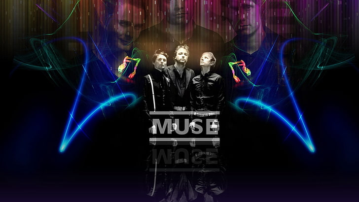 Muse digital wallpaper, band, members, background, graphics, technology