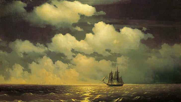 artwork, Classical art, clouds, Horizon, Ivan Aivazovsky, ivan konstantinovich aivazovsky, HD wallpaper