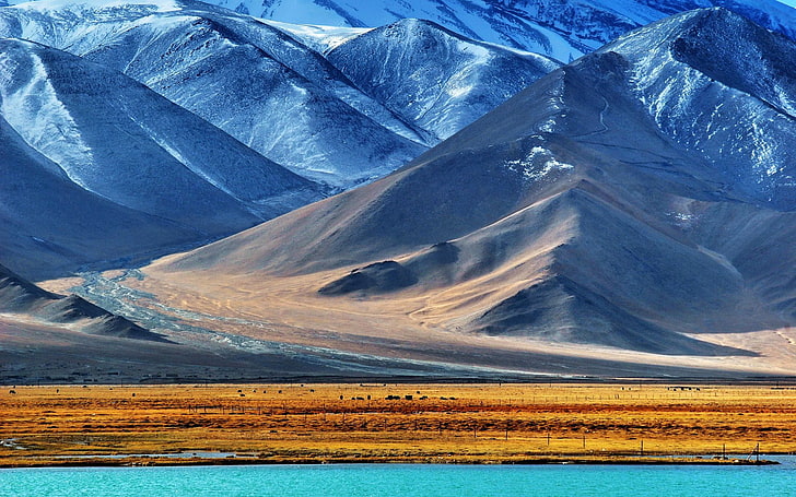 poster of mountain, pamir, tajikistan, lake, ladakh Region, nature, HD wallpaper