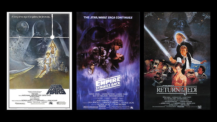 three assorted Star Wars movie cases, Trilogy, Star Wars: Episode V - The Empire Strikes Back