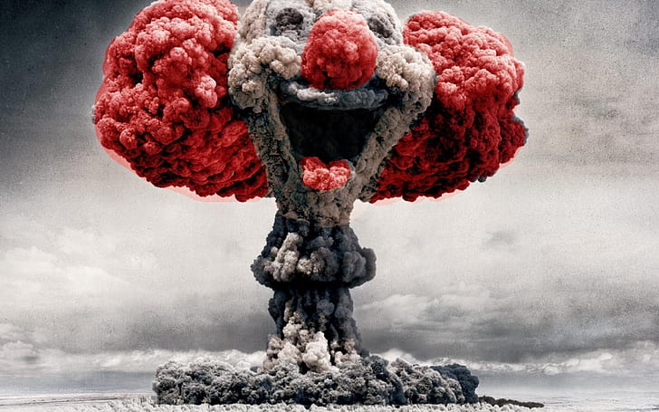 Nuclear Clown, bomb, funny, circus, dust