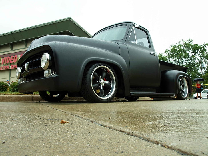 black Chevrolet Silverado single cab pickup truck, car, Rat Rod, HD wallpaper