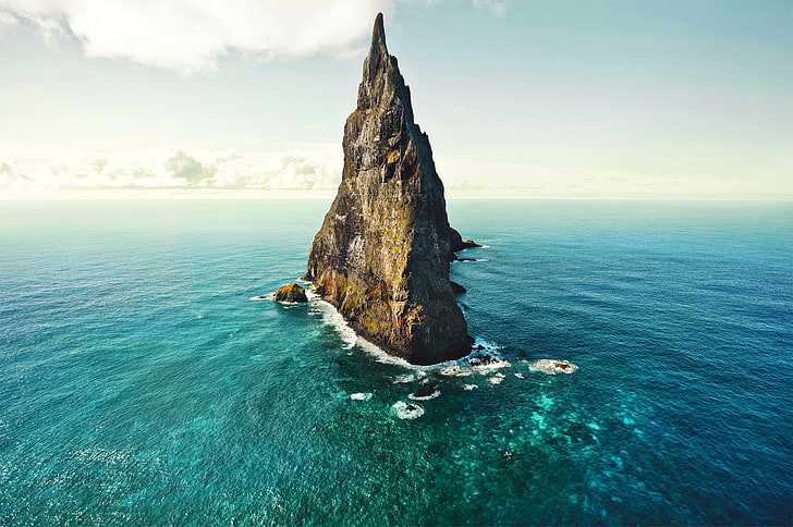 brown coastal rock formation, Australia, island, sea, nature, HD wallpaper