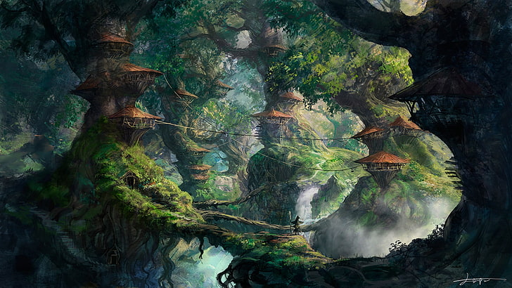 HD wallpaper: anime, fantasy art, landscape, trees, artwork, beauty in  nature | Wallpaper Flare