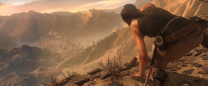 Rise of the Tomb Raider game screenshot, Lara Croft, mountain, HD wallpaper