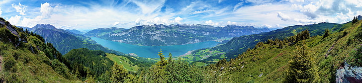 mountains, Switzerland, multi monitors, ultra HD, Runner mountain