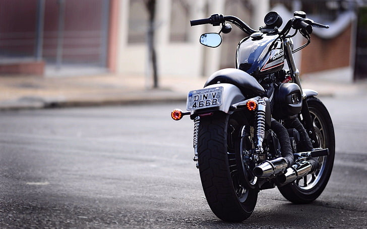 photo of black cruiser motorcycle during daytime, Heavy bike