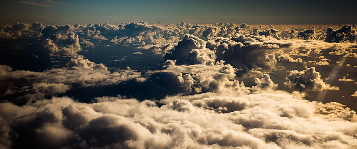clouds, aerial view, cloud - sky, beauty in nature, cloudscape, HD wallpaper