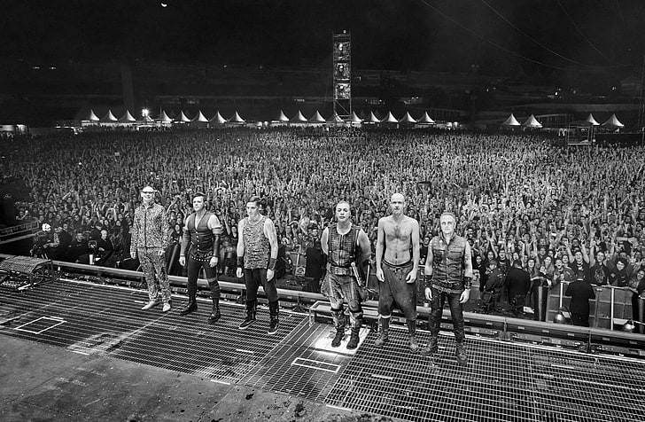 Rammstein, metal band, concerts, Till Lindemann, monochrome, HD wallpaper