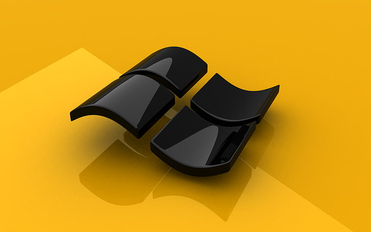 black Windows logo, gloss, microsoft