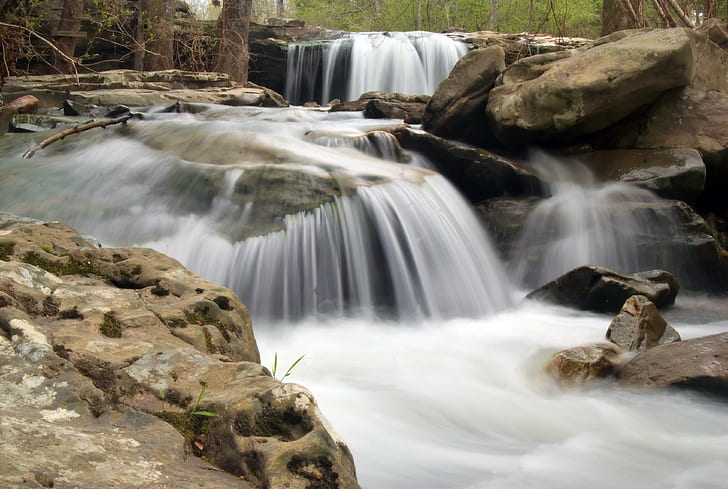 time-lapse photography of waterfall, Falling Water, Water Falls