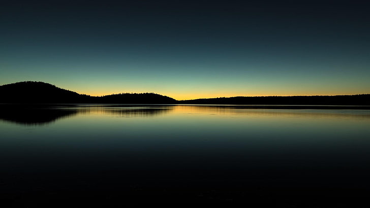 lake, nature, sky, horizon, reflection, loch, calm, darkness, HD wallpaper