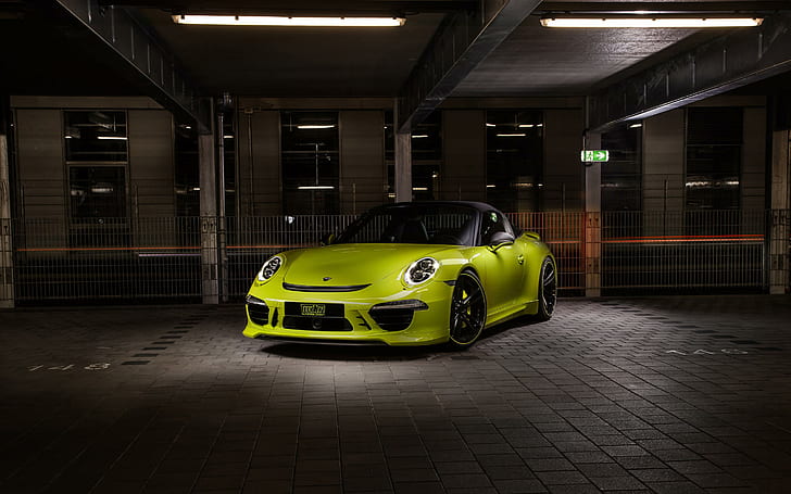 2014 Techart Porsche 911 Targa 4S, green porsche 911, cars, HD wallpaper