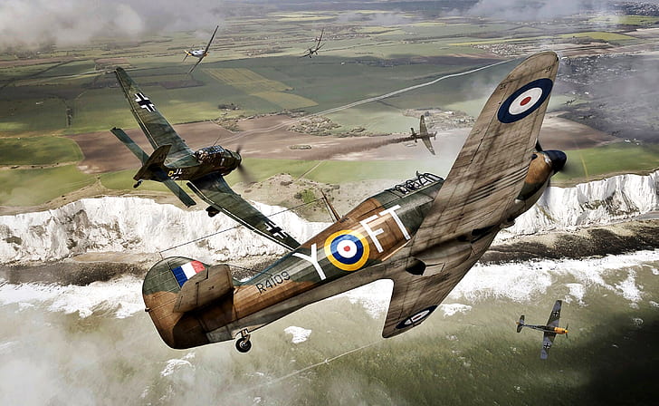 Battle of Britain, 1940, Bf.109E, WWII, Hawker Hurricane Mk.I, HD wallpaper