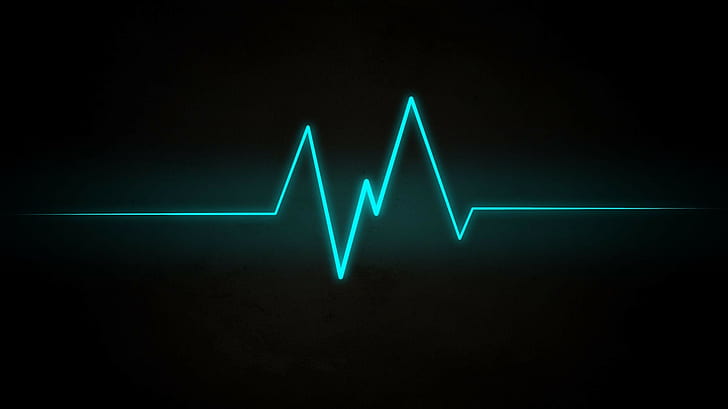 heartbeat, illuminated, lighting equipment, glowing, sign, black background, HD wallpaper