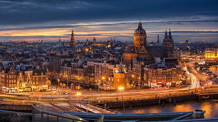 amsterdam, city, netherlands, nuit