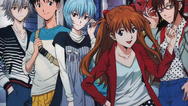 Neon Genesis Evangelion, Asuka Langley Soryu, Ayanami Rei, Ikari Shinji, HD wallpaper