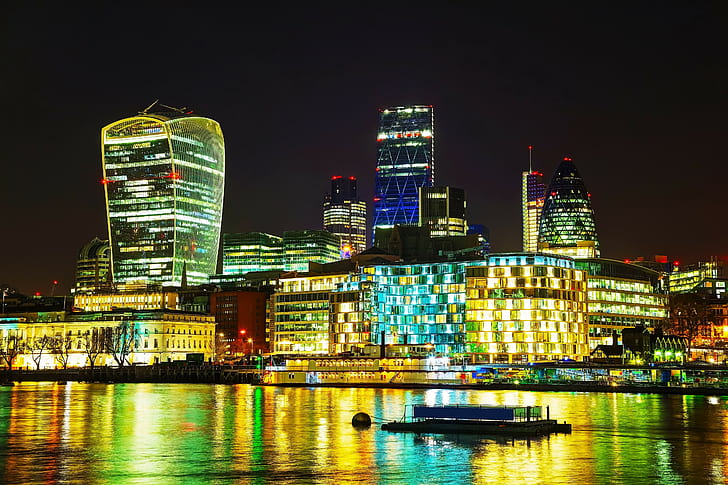 UK, London, river, lights, home, night, promenade, HD wallpaper