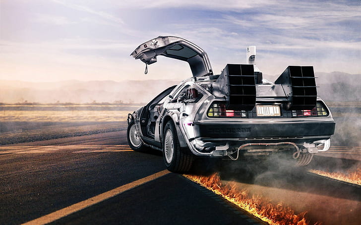 Back to the Future DeLorean DMC Fire HD, movies, HD wallpaper