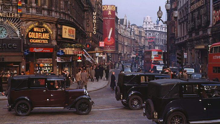 Classic Car, Kodachrome, London, street, vintage, HD wallpaper