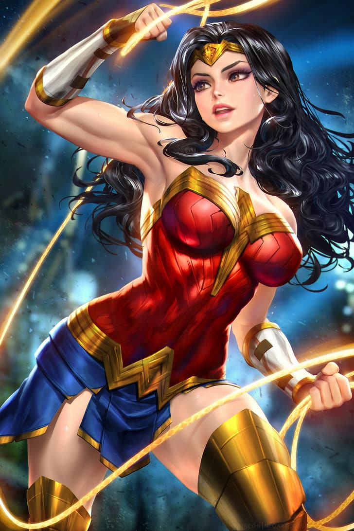 Wonder Woman, DC Comics, superheroines, women, fantasy girl, HD wallpaper