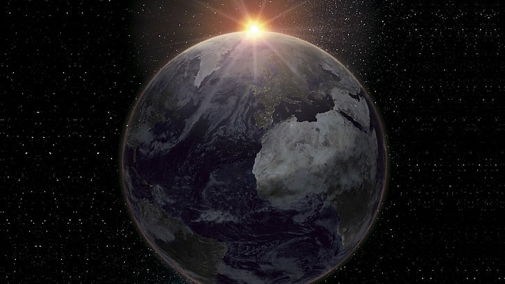 space, North America, universe, sea, sun rays, Earth, planet, HD wallpaper
