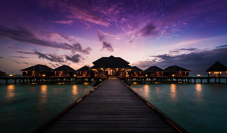 sunset, the ocean, pierce, Bungalow, Maldives, Anantara Resort