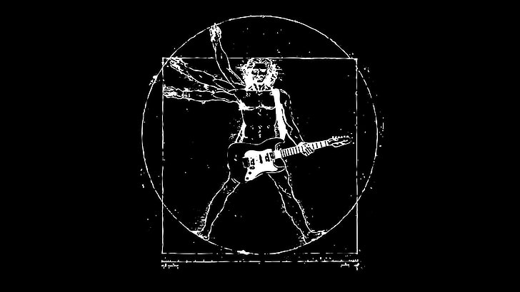 man with four arms playing guitar clip art, music, black background