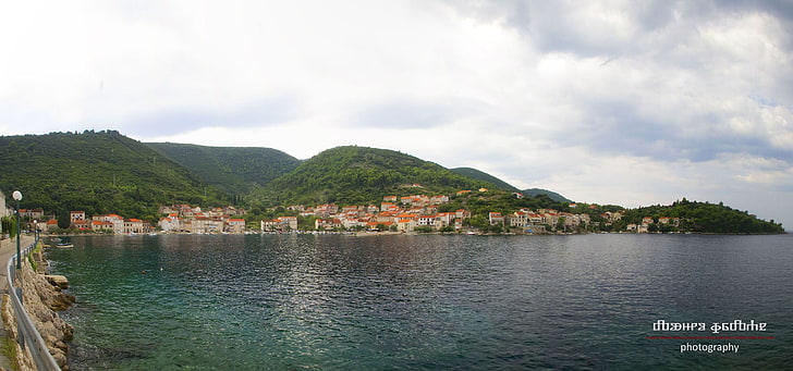 calm body of water, Račišće, Korčula, Hrvatska, Croatia, panoramas, HD wallpaper