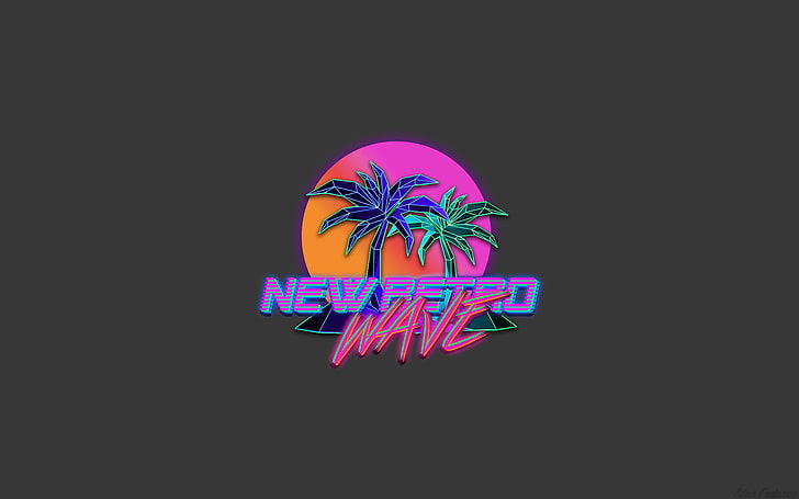 New Retro Wave, typography, Photoshop, synthwave, 1980s, neon, HD wallpaper