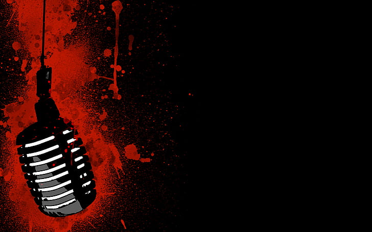 Microphone HD, red and black microphone painting, music, HD wallpaper