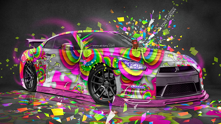 gray-and-multicolored coupe wallpaper, Super Car , Tony Kokhan