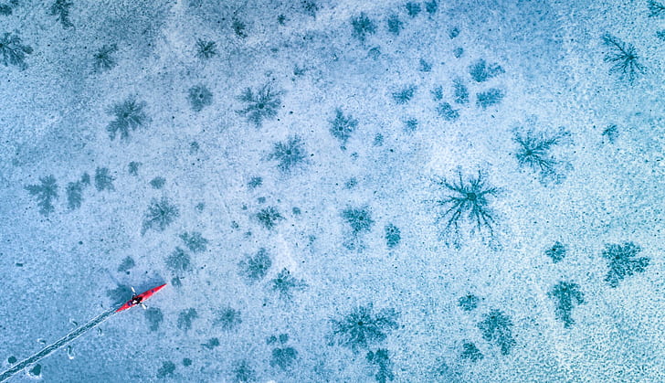 frozen lake, ice, drone