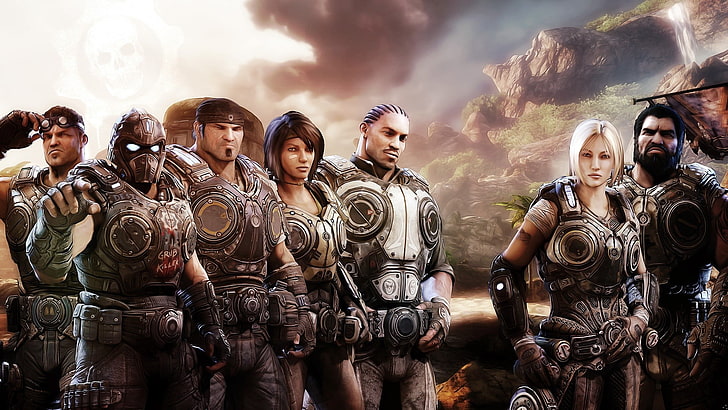 game cover, Gears of War, video games, Gears of War 3, group of people, HD wallpaper