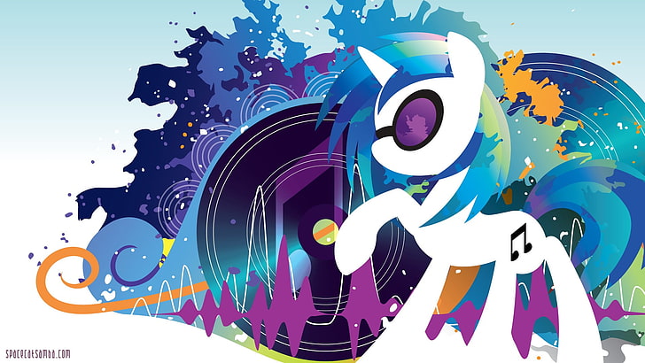 blue and white pony illustration, My Little Pony, Vinyl Scratch, HD wallpaper