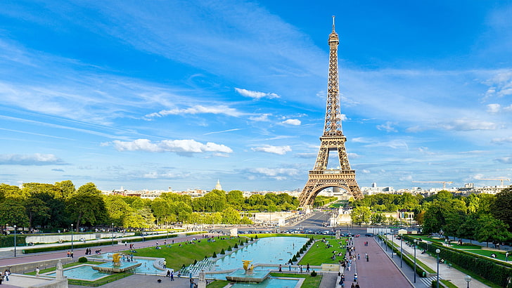 Eiffel Tower painting, paris, france, sky, blue, paris - France
