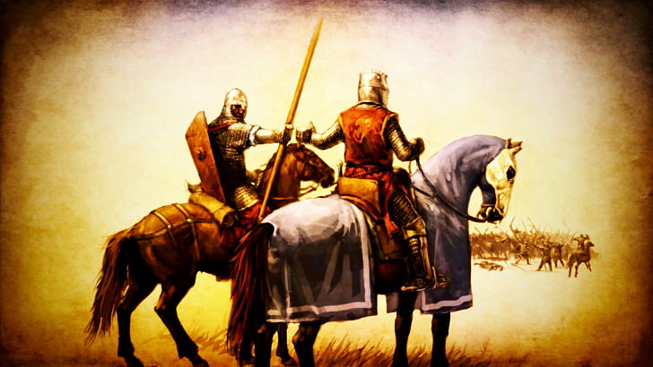 battle, medieval, fantasy art, knight, horse, spear, artwork