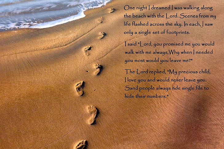 HD wallpaper: footsteps with text overlay, Religious, Christian, God, Jesus  | Wallpaper Flare