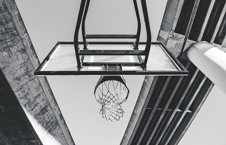 basketball hoop, ring, mesh, bw, basketball - Sport, net - Sports Equipment, HD wallpaper