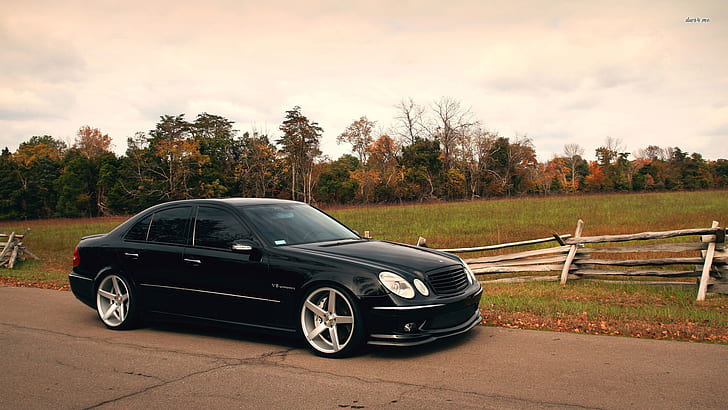 Mercedes, AMG, Black, W211, E55, HD wallpaper