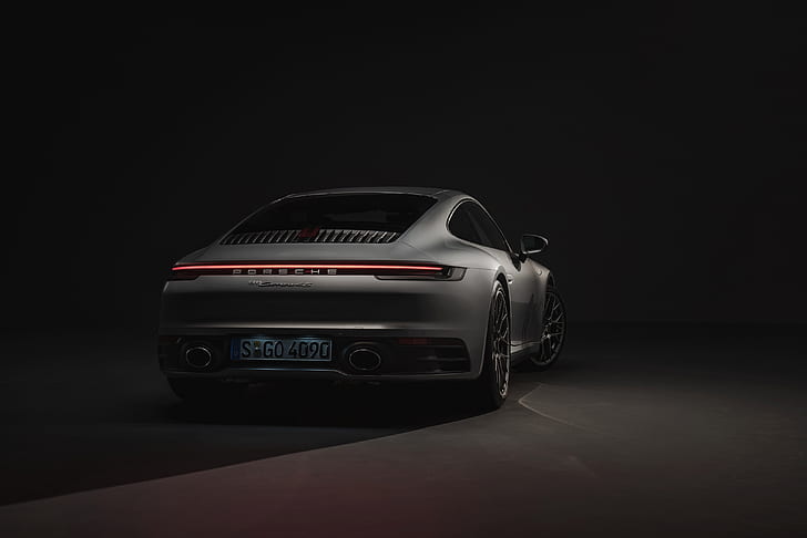 coupe, 911, Porsche, rear view, Carrera 4S, 992, 2019, HD wallpaper