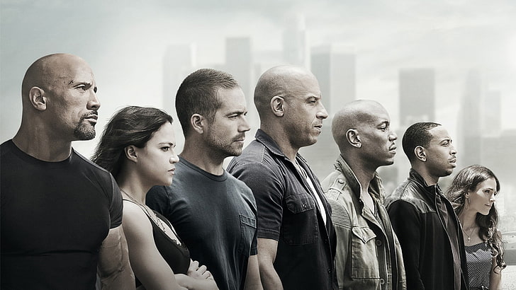 Fast and Furious 7 poster, movies, group of people, adult, young adult, HD wallpaper