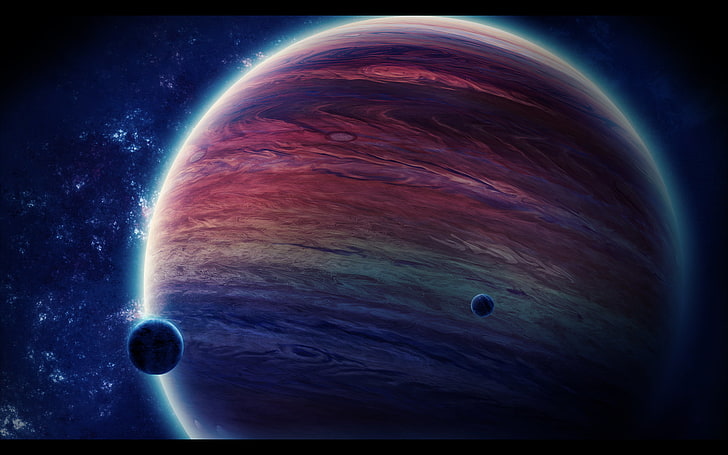 Jupiter planet wallpaper, space, stars, the moon, gas giant, planet - space, HD wallpaper