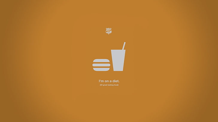 burger and cup wallpaper, minimalism, food, humor, simple background, HD wallpaper