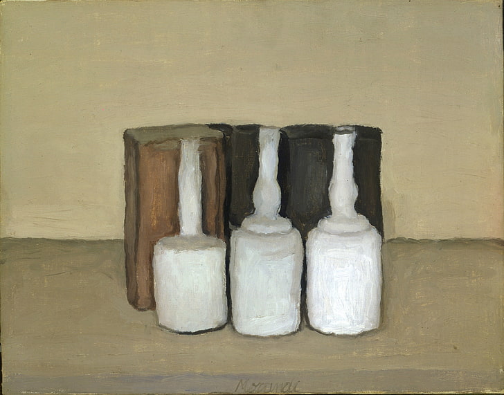 classic art, Giorgio Morandi, jars, indoors, wall - building feature